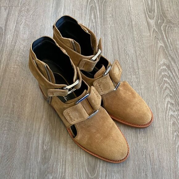 RARE NWT 3.1 PHILLIP LIM Addis Cutout Suede Leather Buckle Boot Tan Oak, Size 38 - Picture 4 of 12